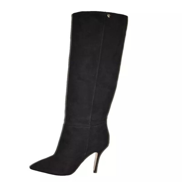 New! Larroudé Kate Tall Boot In Black Suede Size 9 DD480 - Picture 3 of 7